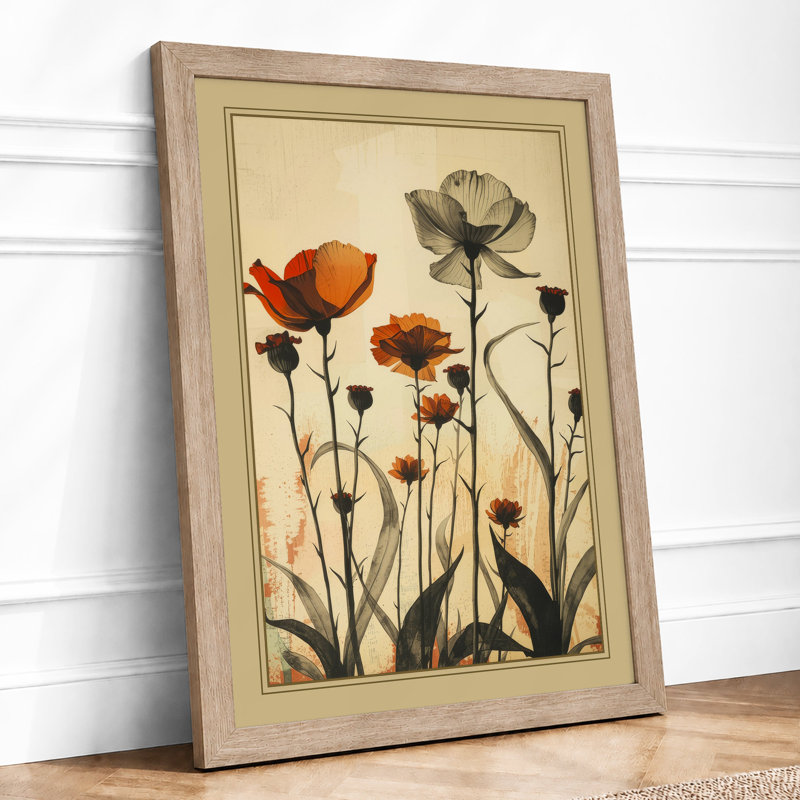 Carnation Study Botanical - Framed Print, A1 - 84.1 x 59.4 cm, Oak