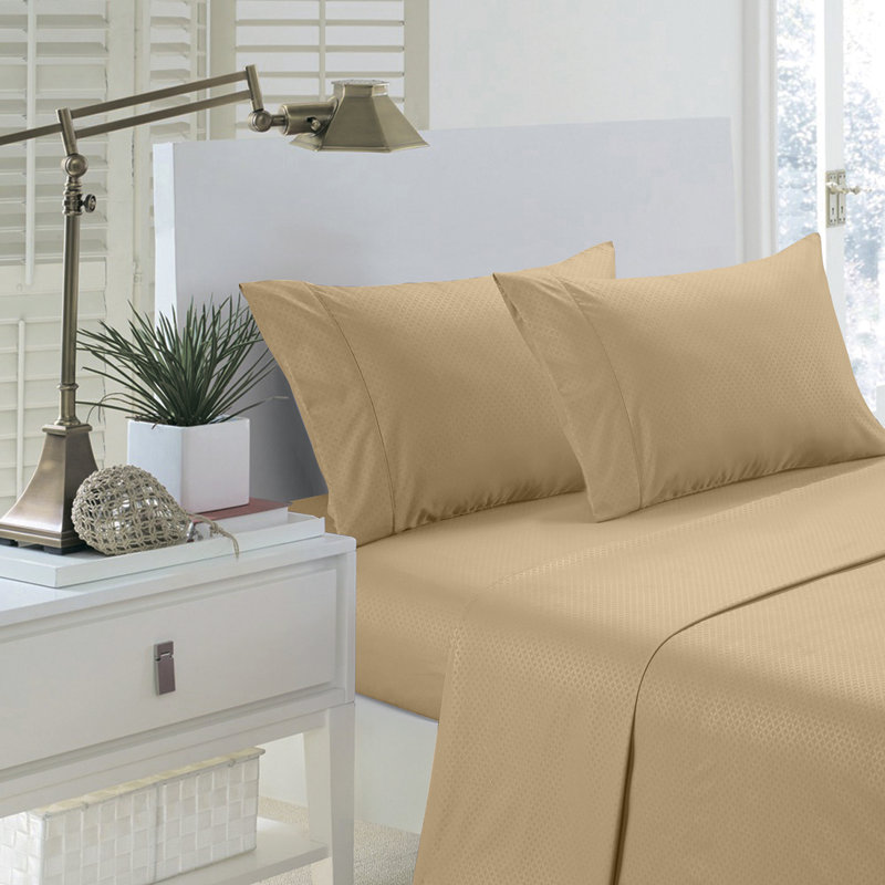 Sateen Striped Sheet Set, Twin Sheet Set + Fitted Sheet + 2 Pillowcases, Taupe