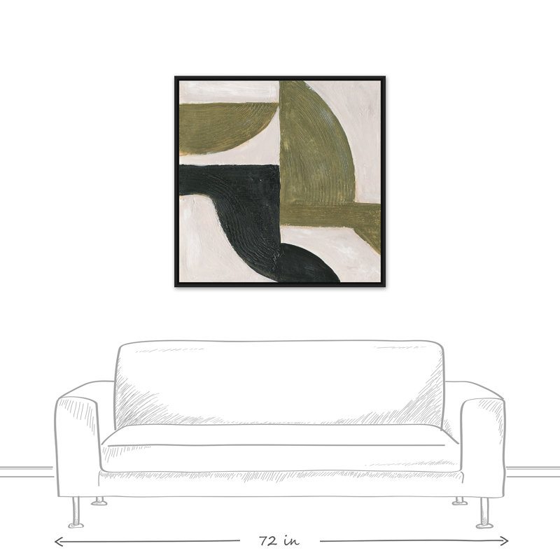 Abstract Moody Shapes Acrylic Painting Print , Floater Framed Canvas, 37.75" H x 37.75" W, Black