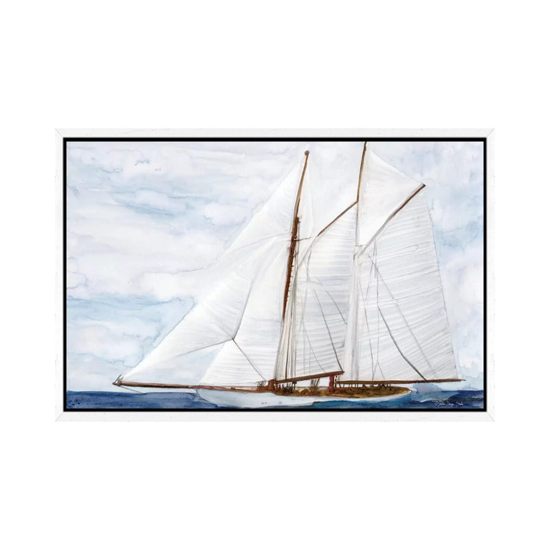 Sailing - Print on Canvas, White Floater Framed, 45.72cm H x 66.04cm W x 3.81cm D