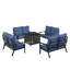 Ensemble de table de foyer en aluminium noir avec quatre causeuses profondes-919808069