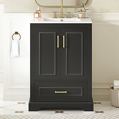 Meuble-lavabo autoportant avec lavabo et rangement