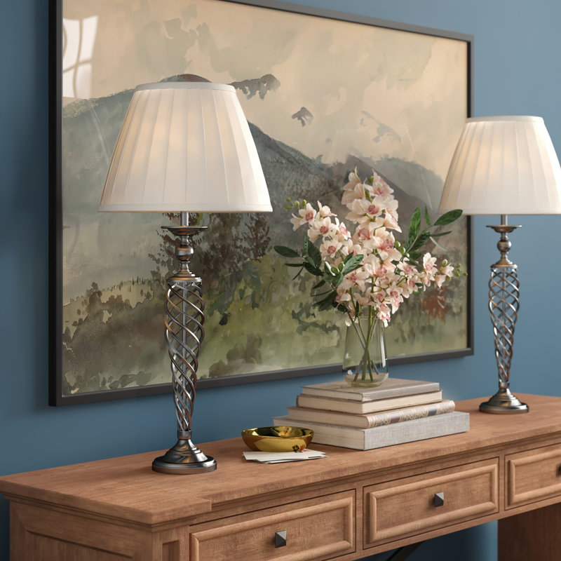 Amboyer Metal Table Lamp, Satin Chrome