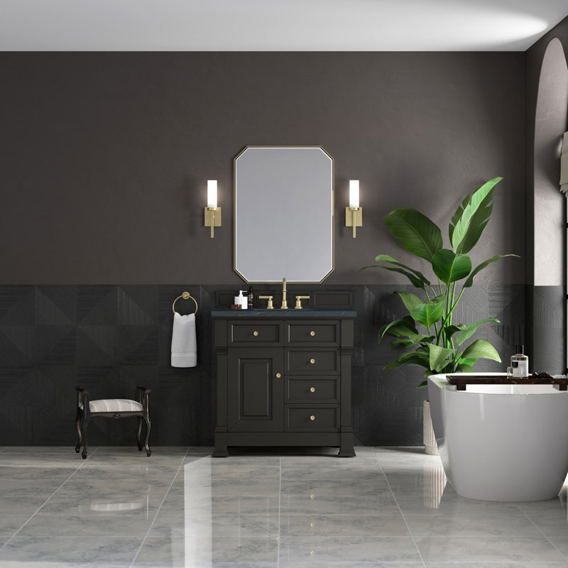 Brookfield 36'' W Single Vanity, Black Onyx, Charcoal Soapstone, Widespread