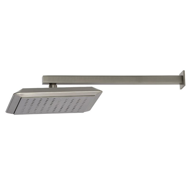 Pomme de douche carrée en ABS 9/8 po avec bras de douche 15-3 / 4 po Kingston, Nickel brossé