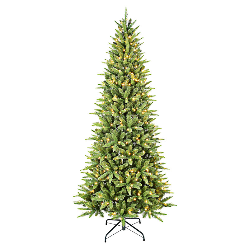 Arbre de Noël mince avec support en métal, 7', Illuminée