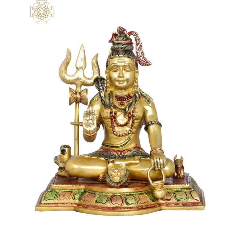 Figurine Shiva Blinging avec Shiva Linga, Or