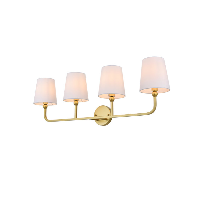 Éclairage pour meuble-lavabo à intensité variable Empire, H 12 po x l 36 po x P 36 po, Laiton, Quatre lumières