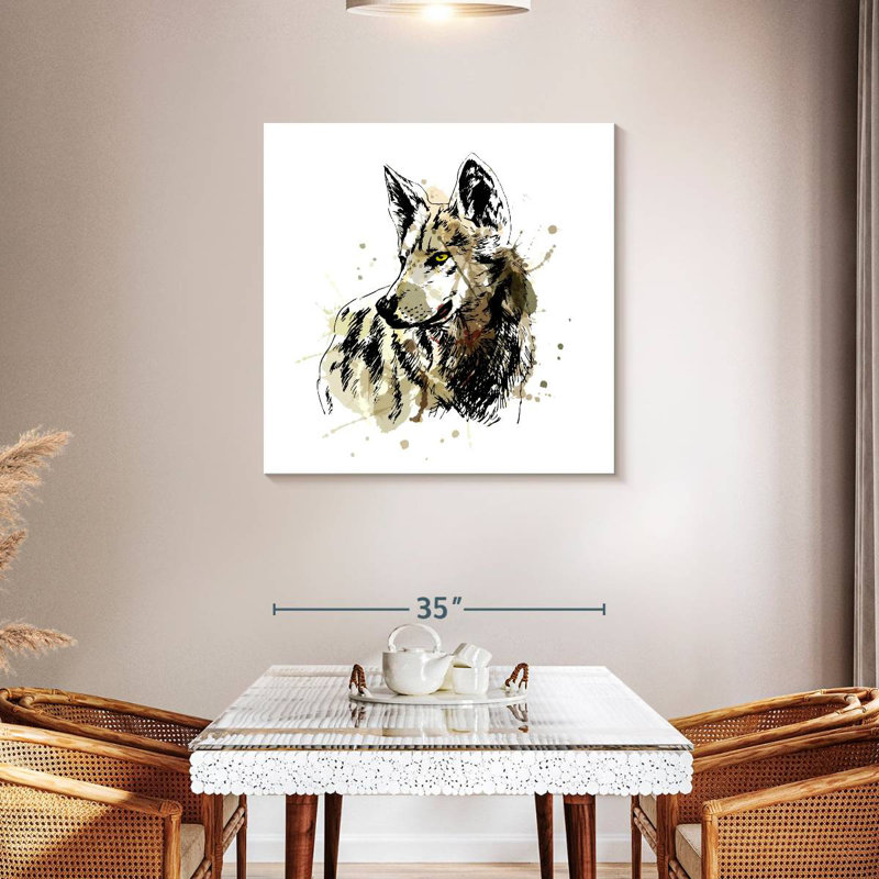 Crowle Grunge Alpha Wolf, 36" H x 36" W