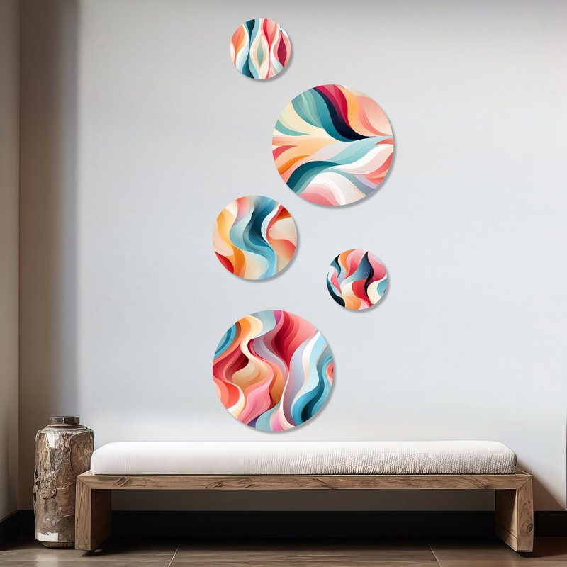 Cylus - ensemble d'art abstrait mural rond moderne de 5