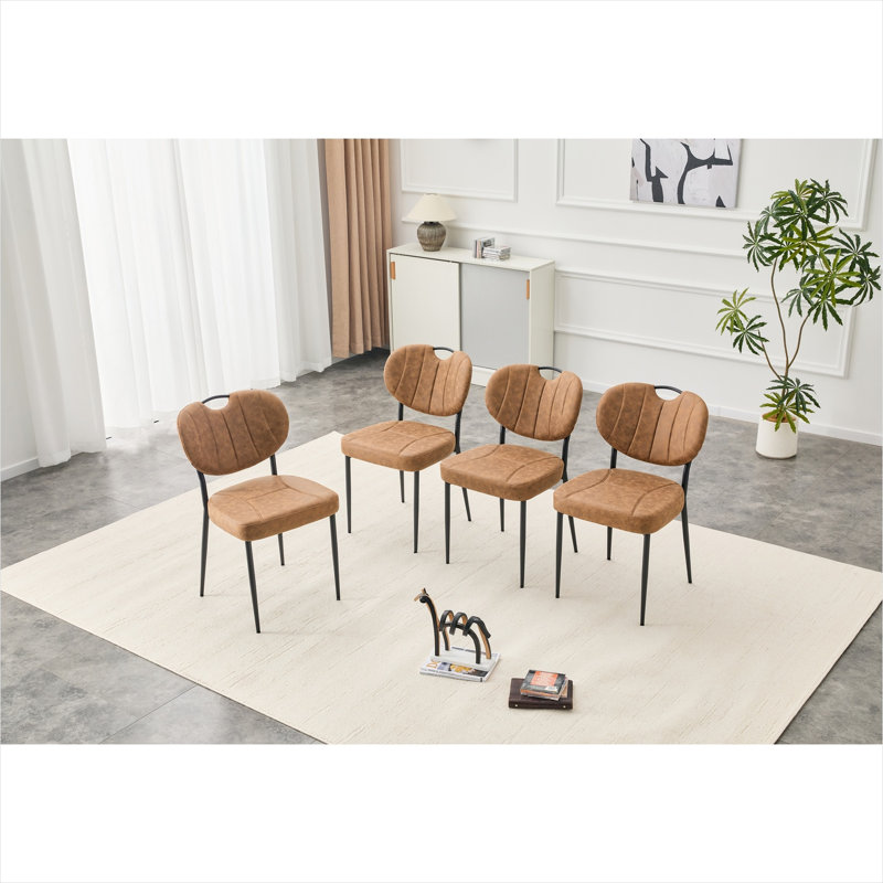 Ensemble de 4 chaises d'appoint, fini brun, revêtement en tissu technique, pieds en métal, L 23,23 po x l 20,47 po x H 33,46 po