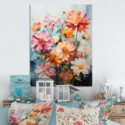 " Light Color Zinnias Flowers Collage III "