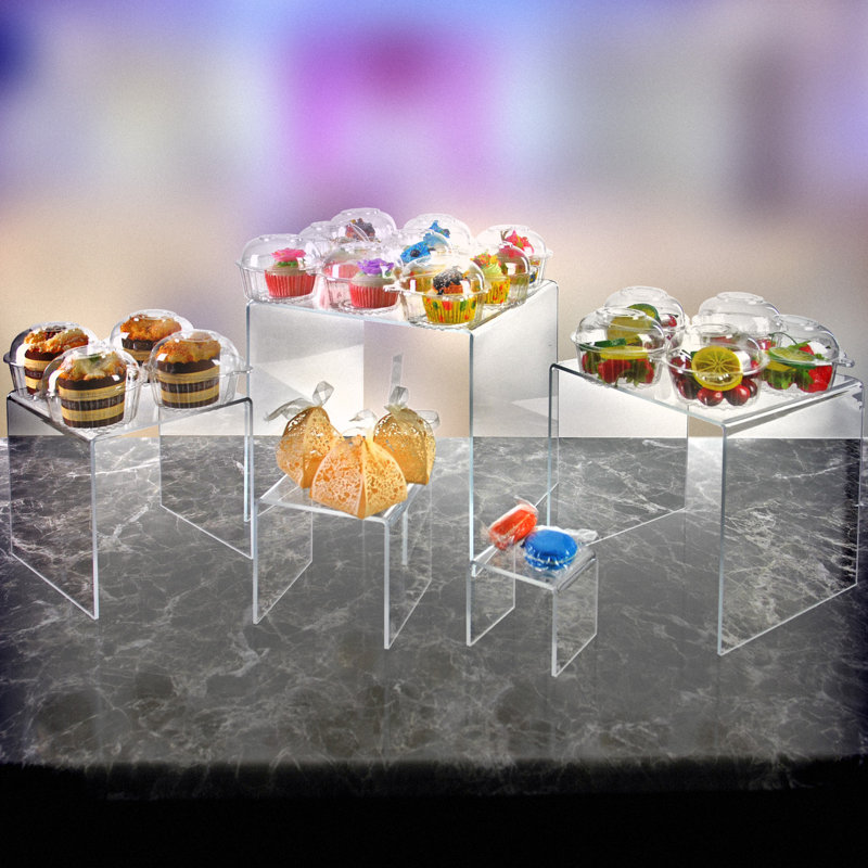 Clear Glossy Acrylic Square Display Riser Set