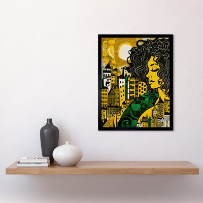 Woman And Edinburgh Cityscape - Single Picture Frame Print