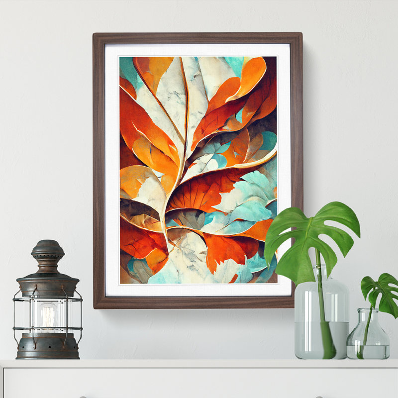 Leaf - Single Picture Frame Print, 46cm H x 34cm W x 2cm D, Walnut