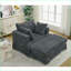 Chaise Lounge with Ottoman, 47.7'' Oversized Corduroy Deep Seat Reclining Sofa Chair, Dark Grey | Polyester | Wood-158430350