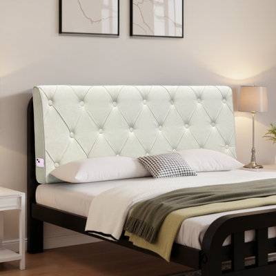 Diamond Lattice Suede Composite Upholstered Headboard by WOWMAX