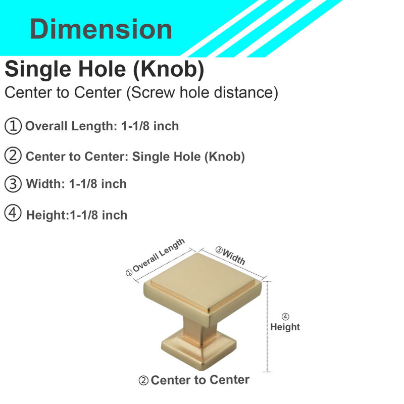 Modket 1 1/8" Solid Square Knob, Brushed Champagne Bronze