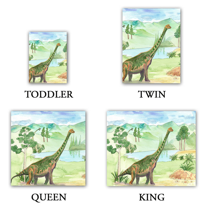Ensemble de housse de couette dinosaur iv, 1 housse de couette grand + 2 taies standards