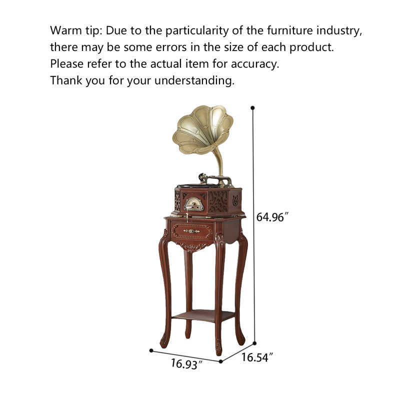 Gramophone en laiton rétro - tourne-disque rétro pour le salon, Brun / or