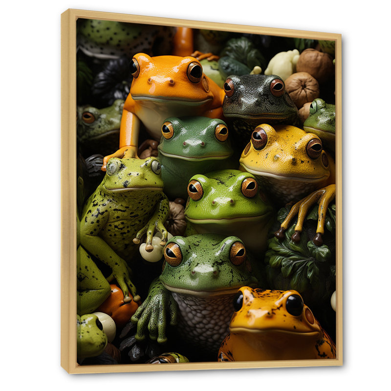 «Toads Family», reproduction sur toile avec cadre flottant, H 40 po x l 30 po x P 1,5 po, Naturel