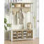 Coat Rack with Shoe Storage, Hall Tree with Bench for Hallway, 14 Open Compartments, Coat Stand with Adjustable Shelves, 13 Hooks, Top Storage for Living Room, Entrence -1098335610
