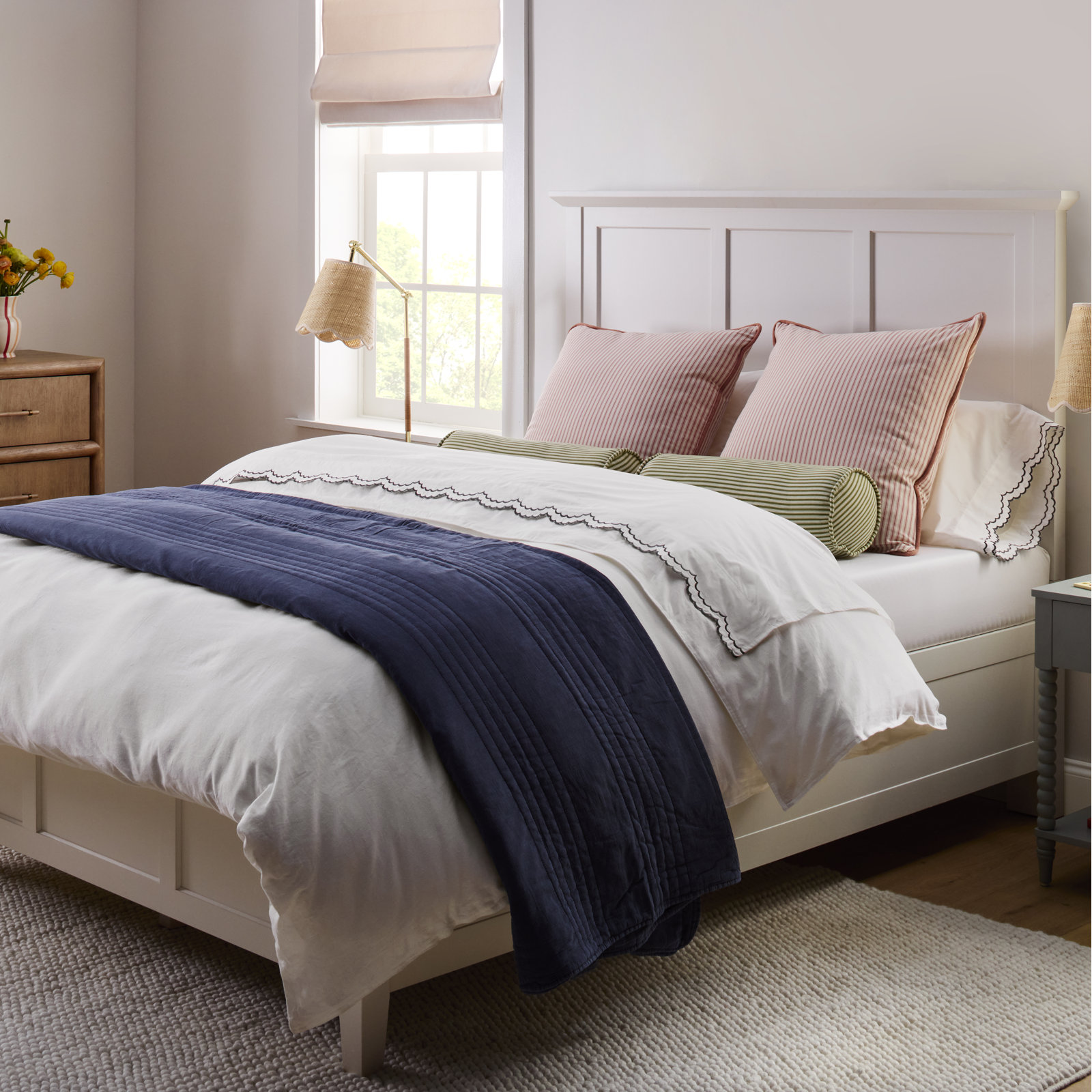 Jeffen Linen Duvet Cover Set, Full/Queen Duvet Cover + 2 Standard Shams, White