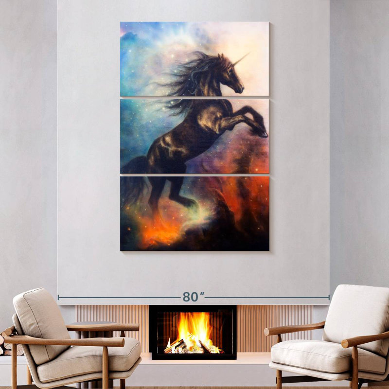 Cosmic Black Unicorn, 74" H x 48" W