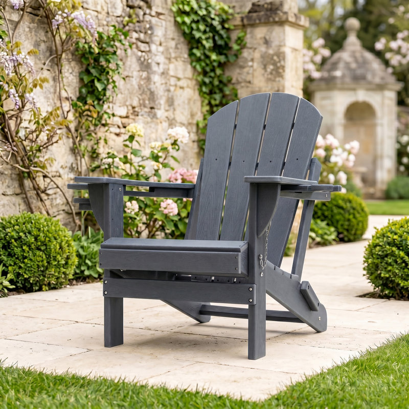 Foldable HDPE Adirondack Chair – Premium Weather-Resistant Patio Seating for All Seasons, Gray