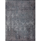 Rapture Gray/Blue Damask Luxury Area Rug