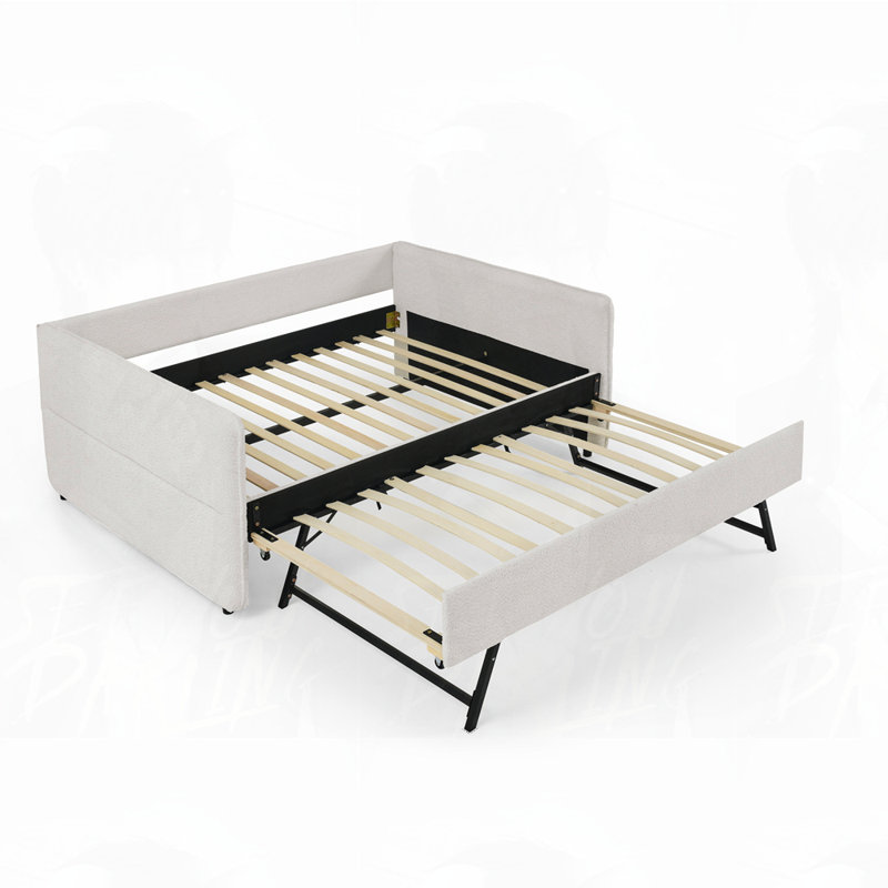 Canapé-lit capitonné en tissu Boucle, Gris, Double
