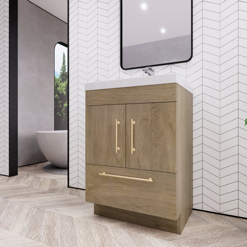 Spring 24" Single Bathroom Vanity, White Oak