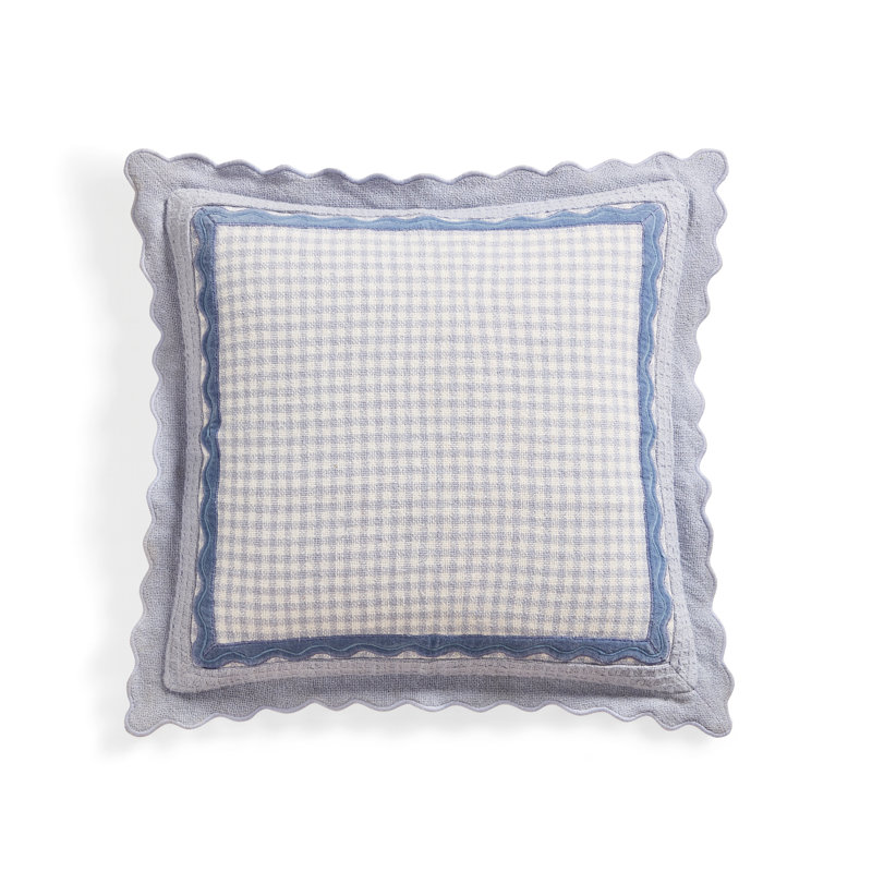 20x20 Gingham Scallop Decorative Pillow Blue