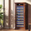 Armoire à vin autoportante, refroidisseur à vin élégant avec porte en verre résistante aux rayons UV, éclairage DEL et support de rangement-125836040