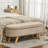 Storage Ottoman Bench, Teddy Fleece Upholstered End Of Bed Bench With Wood Legs And Padded Seat, Oval Modern Entryway Bench, Beige-472269060
