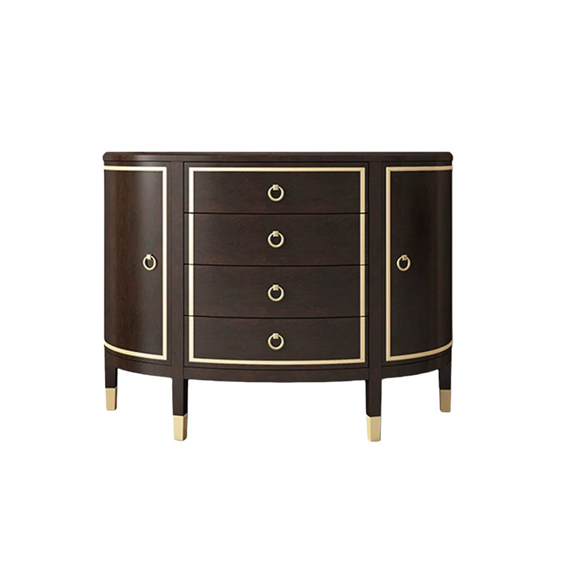 Dark Walnut Solid Wood Half-circle Console Table, 35.43" H x 47.24" W x 15.75" D, Dark Walnut