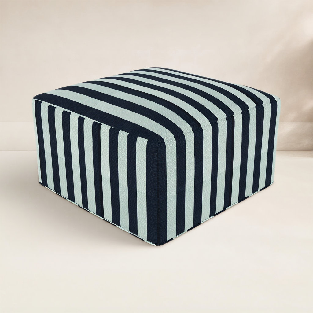 Praia Sunbrella® Patio Ottoman, Expressive Mist Striped Sunbrella®, 16" H x 29" W x 29" D