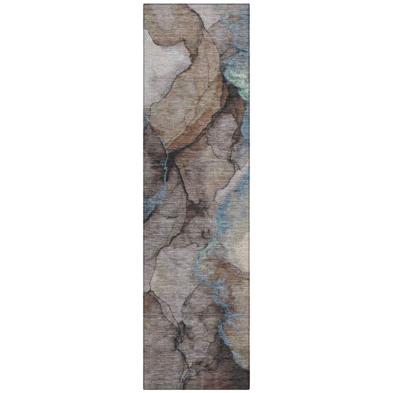 Machine Washable Indoor/Outdoor Chantille ACN2590 Abstract Rug, Taupe, 2'3" x 7'6" Runner