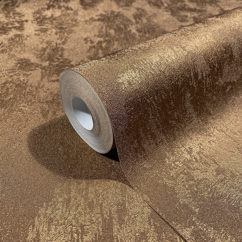 Kavalier Abstract Structure Texture 10.05M X 53Cm Metallic Wallpaper Roll, Copper