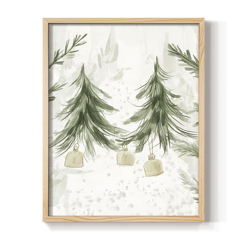 «Christmas Holiday Art», reproduction encadrée - bois massif, H 11 po x l 9 po, Naturel