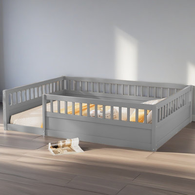 Floor Bed Frame With Fence Wood Kids Floor Beds Frame For Bedroom Playroom