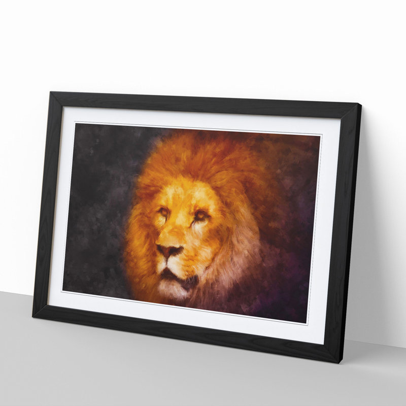 Lion Vol.4 - Picture Frame Graphic Art, 36cm H x 48cm W x 2cm D, Black Framed