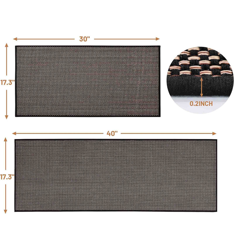 Tapis de cuisine antidérapants lavables à la machine (ensemble de 2), Brown Black