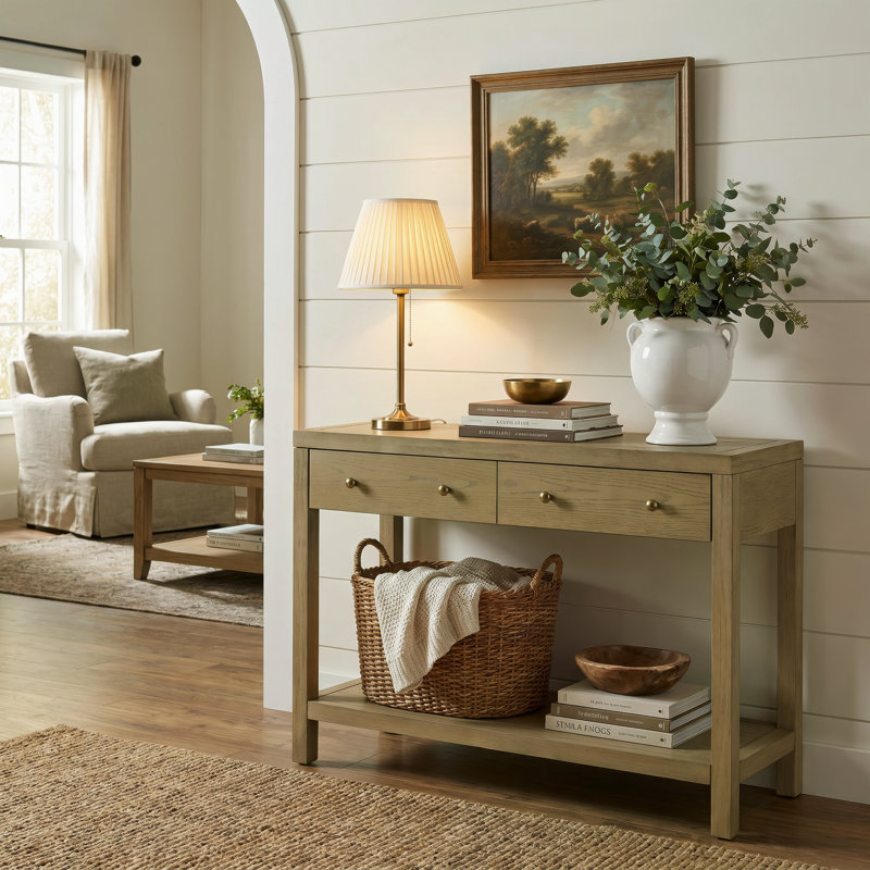 Nora 2 Drawer Console Table, Antique Taupe