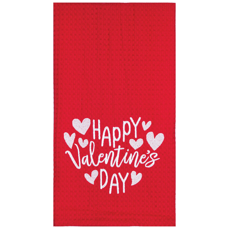 Serviette Happy Valentine's Day, Rouge / blanc Joyeuse Saint-Valentin