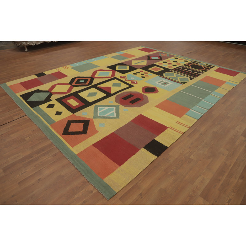 Tapis oriental à motif géométrique kilim 9 x 12