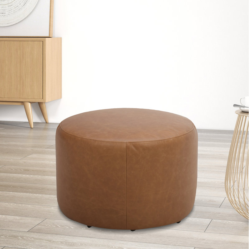 Repose-pieds en cuir véritable Danva, Cuir véritable brun de Marseille