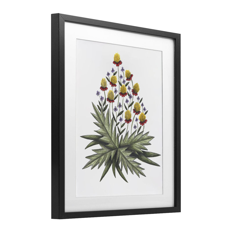 «Yellow Leafy Wild Flowers», reproduction encadrée sous verre, conception de Cecilia Battaini, H 21 po x l 17 po