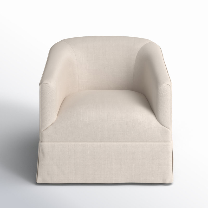 Delaplaine Upholstered Swivel Barrel Chair, Off White