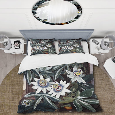 Fleurs rétro I - ensemble de housse de couette traditionnel - microfibre de polyester